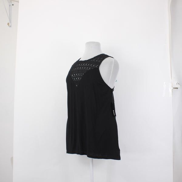 BB Dakota Top NEW $98 Sz 2X Black Crochet Lined Sleeveless 100% Rayon Top
