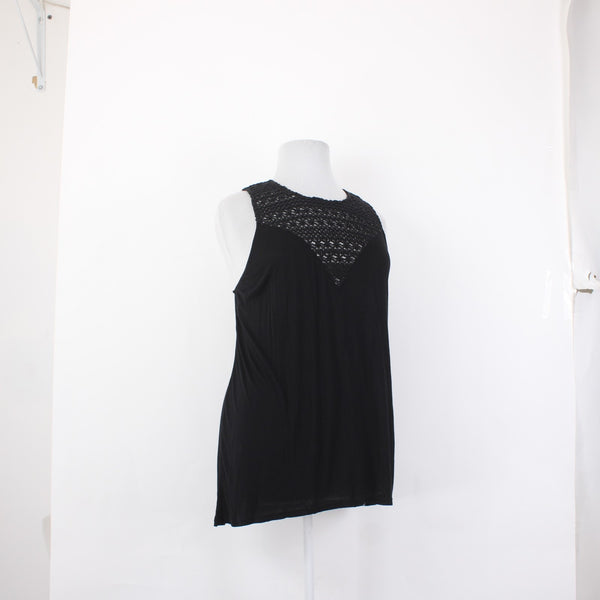 BB Dakota Top NEW $98 Sz 2X Black Crochet Lined Sleeveless 100% Rayon Top