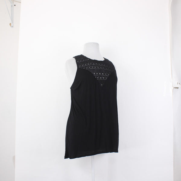 BB Dakota Top NEW $98 Sz 2X Black Crochet Lined Sleeveless 100% Rayon Top