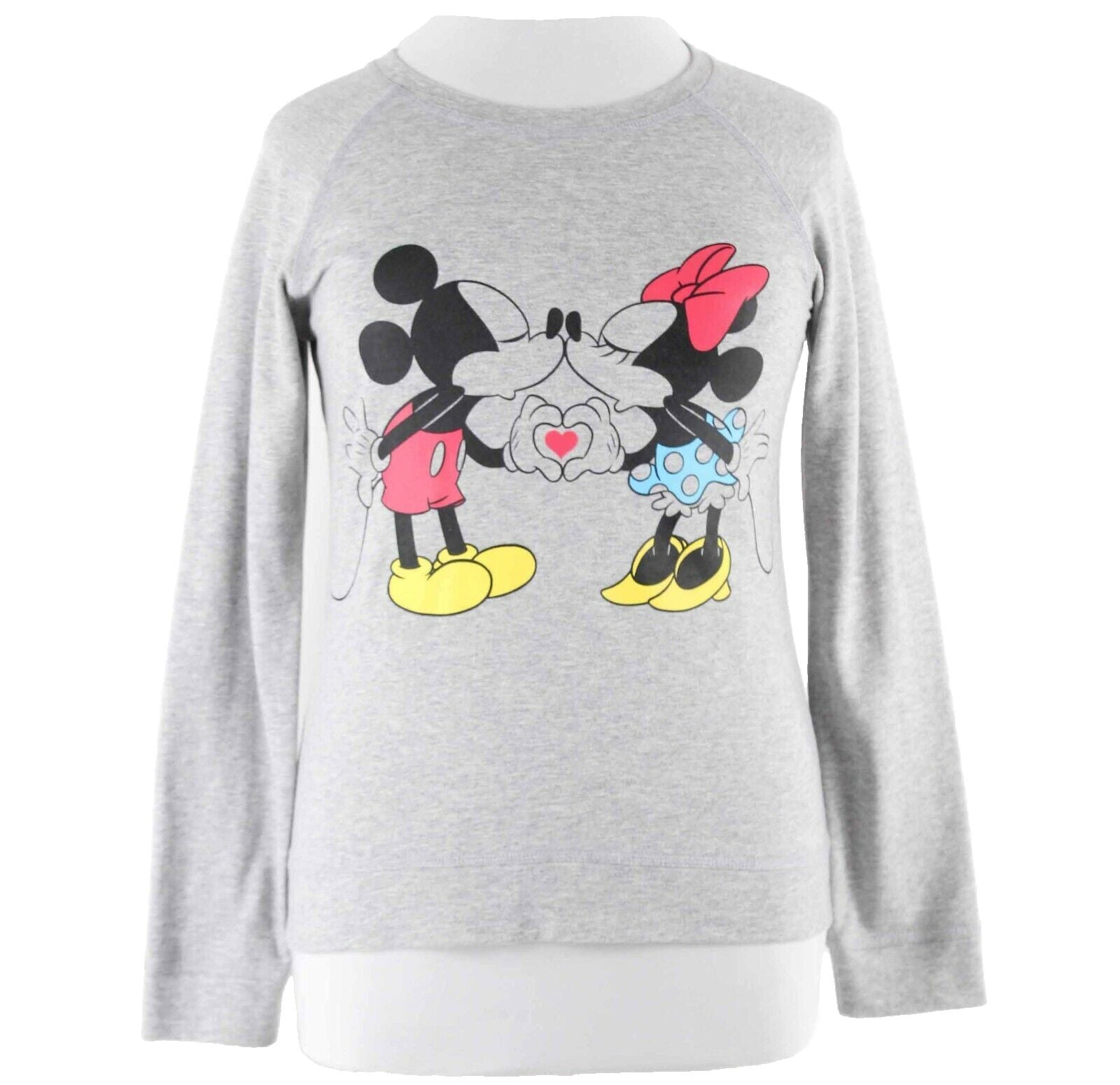 Disney Sz XL Gray Multi Mickey Minnie Kissing Cotton Poly Top