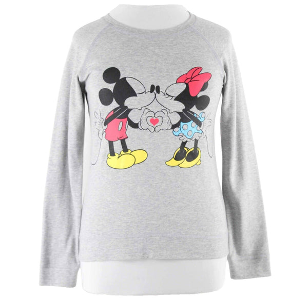 Disney Sz XL Gray Multi Mickey Minnie Kissing Cotton Poly Top