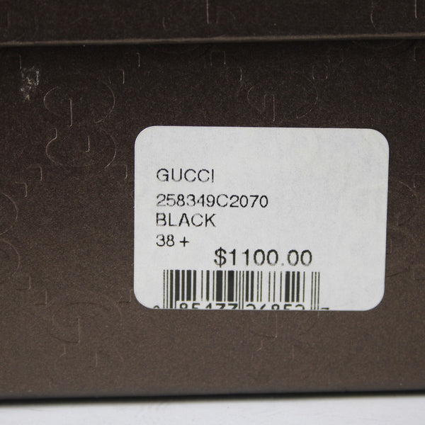 Gucci Heels $1100 Scamosciato NEW Sz 38.5 Black Rhinestone Suede Pltfrm 5" Heels