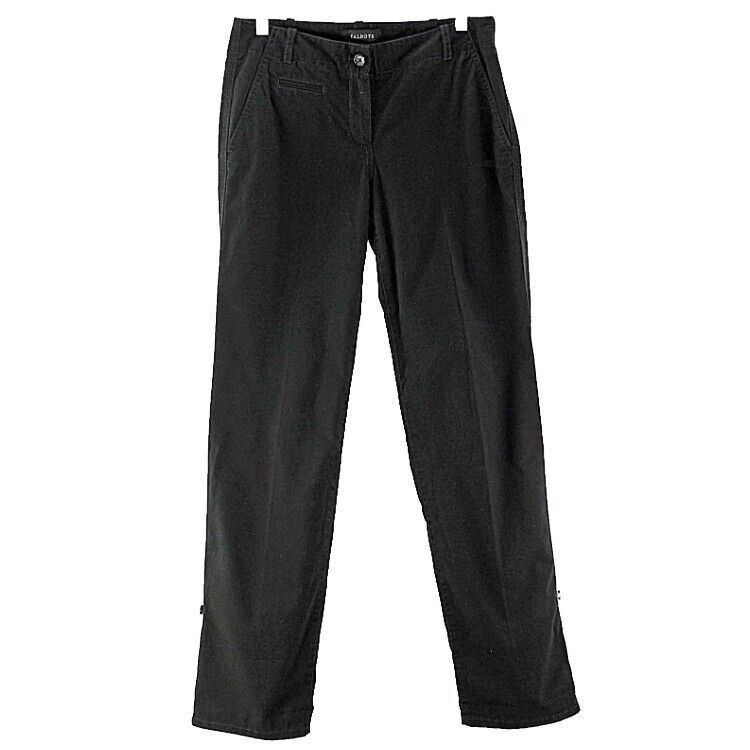 Talbots Sz 2 X 31.5 Black Back Flap Pocket Tabbed Hem Cotton Boyfriend Pant