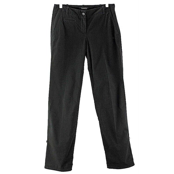 Talbots Sz 2 X 31.5 Black Back Flap Pocket Tabbed Hem Cotton Boyfriend Pant