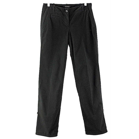 Talbots Sz 2 X 31.5 Black Back Flap Pocket Tabbed Hem Cotton Boyfriend Pant