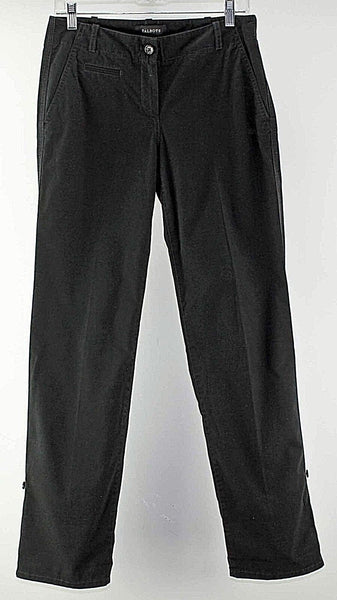 Talbots Sz 2 X 31.5 Black Back Flap Pocket Tabbed Hem Cotton Boyfriend Pant