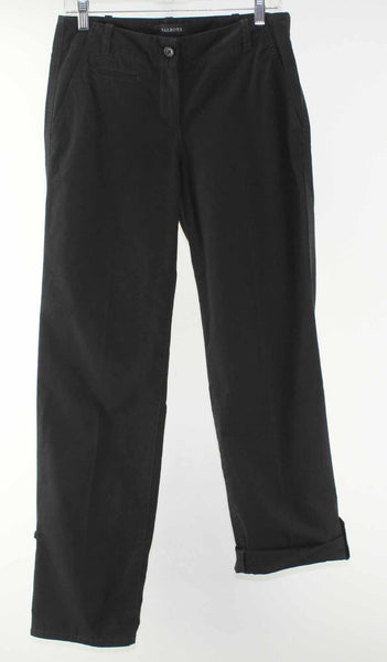 Talbots Sz 2 X 31.5 Black Back Flap Pocket Tabbed Hem Cotton Boyfriend Pant