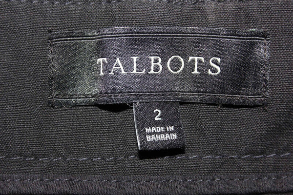 Talbots Sz 2 X 31.5 Black Back Flap Pocket Tabbed Hem Cotton Boyfriend Pant