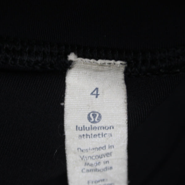 Lululemon AW Capri Pant Sz 4 x 18 Black Mesh Sides Pull On Nylon Lycra Elastane