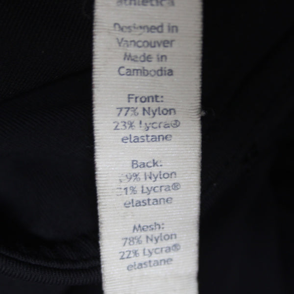 Lululemon AW Capri Pant Sz 4 x 18 Black Mesh Sides Pull On Nylon Lycra Elastane