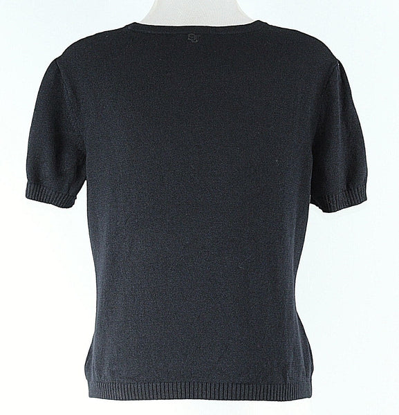 St John Sport Size S Black Scoop Neck Wool Blend Pullover AS IS Sweater Top