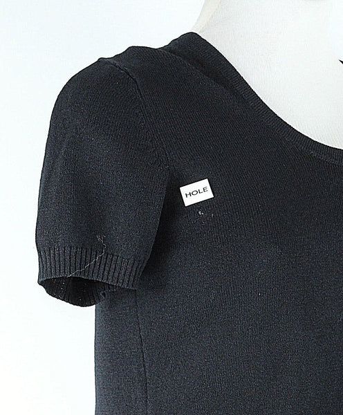 St John Sport Size S Black Scoop Neck Wool Blend Pullover AS IS Sweater Top