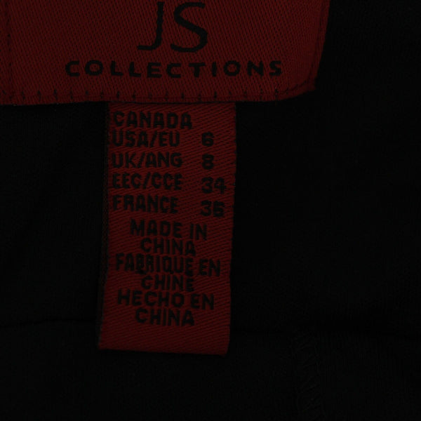 JS Collection Sz 6 Black & Purple Striped on Mesh Lined Poly Blend Bodycon Dress