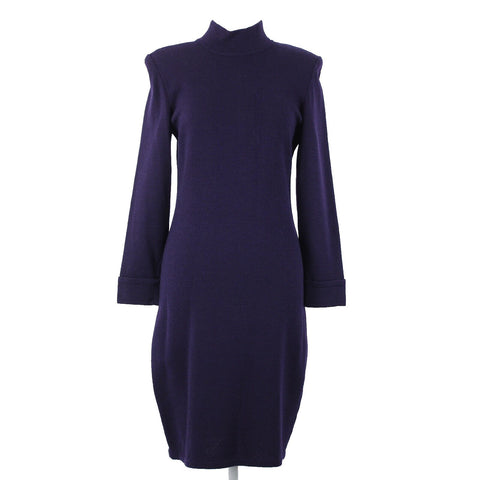Toula Sz 4 Dark Purple Collared Zip Santana Knit No Fabric Label AS IS Dress