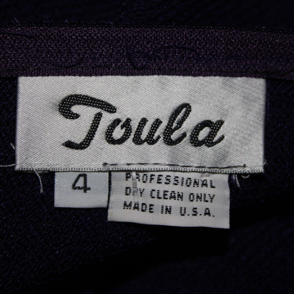 Toula Sz 4 Dark Purple Collared Zip Santana Knit No Fabric Label AS IS Dress