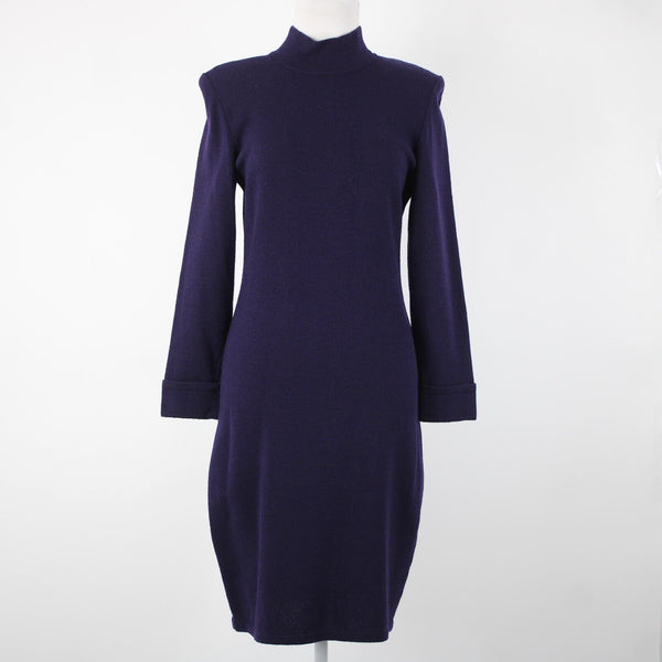 Toula Sz 4 Dark Purple Collared Zip Santana Knit No Fabric Label AS IS Dress