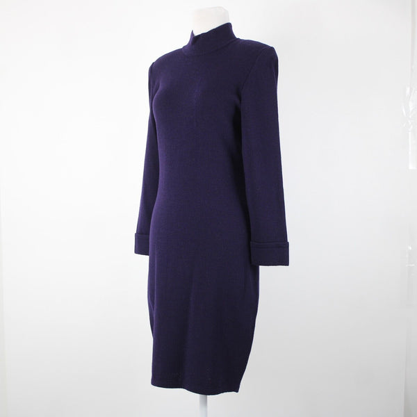 Toula Sz 4 Dark Purple Collared Zip Santana Knit No Fabric Label AS IS Dress