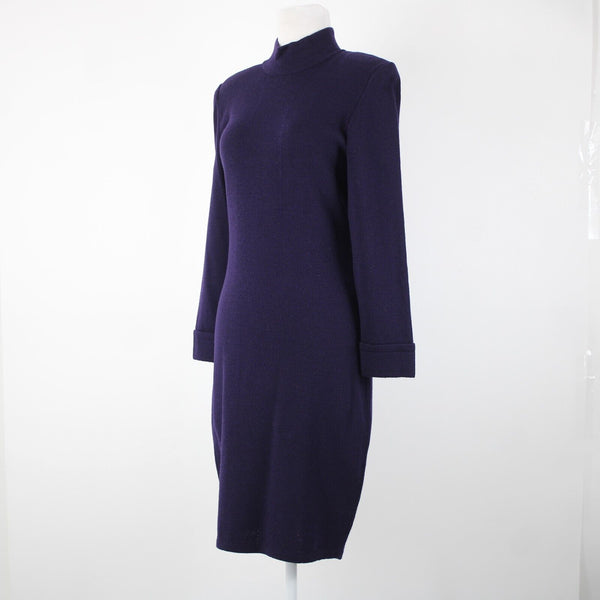 Toula Sz 4 Dark Purple Collared Zip Santana Knit No Fabric Label AS IS Dress