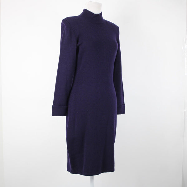 Toula Sz 4 Dark Purple Collared Zip Santana Knit No Fabric Label AS IS Dress