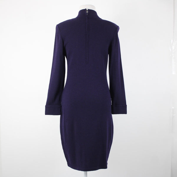 Toula Sz 4 Dark Purple Collared Zip Santana Knit No Fabric Label AS IS Dress