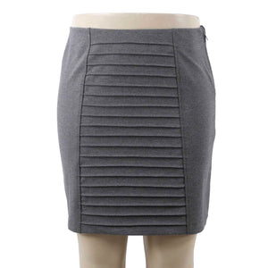 Adrienne Vittadini Sz 12 Gray Pin Tuck Front Pencil Poly Blend Knit Skirt