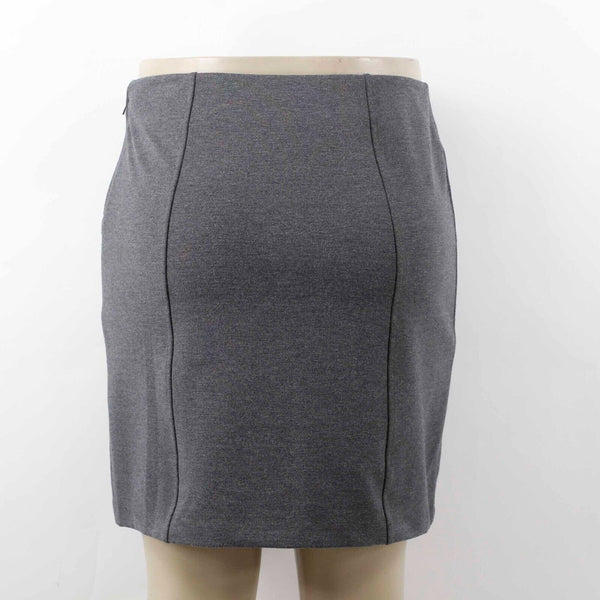 Adrienne Vittadini Sz 12 Gray Pin Tuck Front Pencil Poly Blend Knit Skirt
