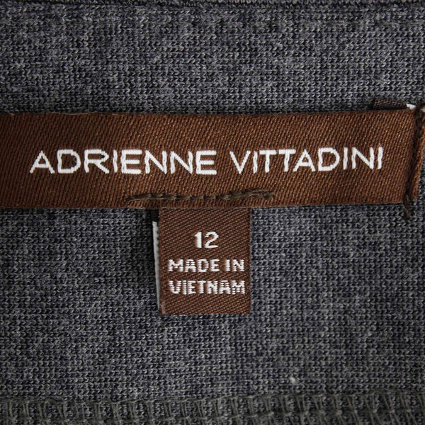 Adrienne Vittadini Sz 12 Gray Pin Tuck Front Pencil Poly Blend Knit Skirt