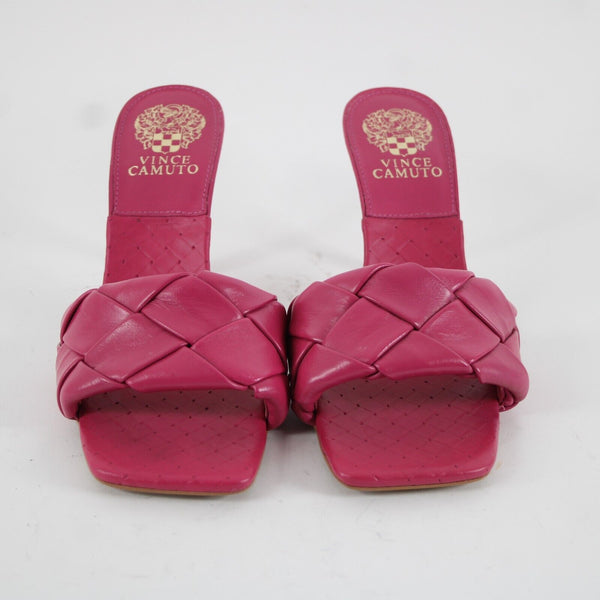 Vince Camuto Brelaine Sz 8.5 Magenta Pink Quilted Slip On Leather 3.5" Heels