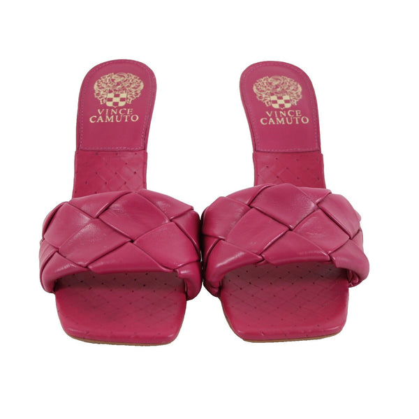 Vince Camuto Brelaine Sz 8.5 Magenta Pink Quilted Slip On Leather 3.5" Heels