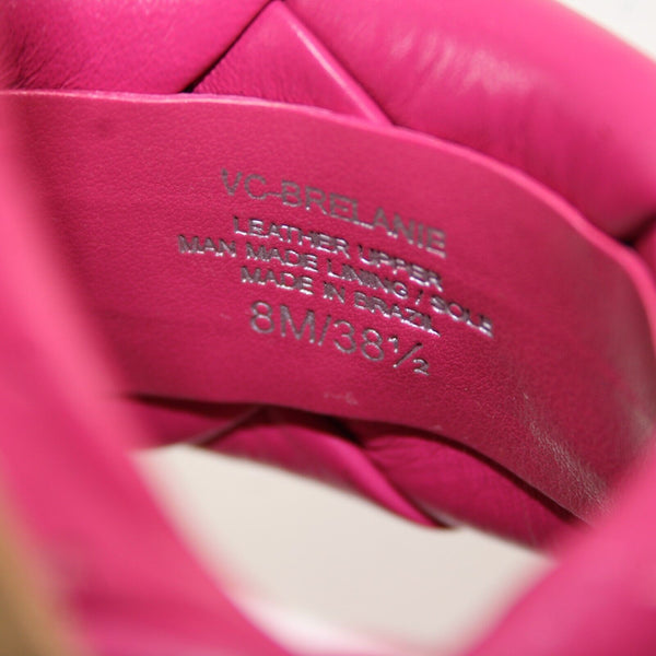 Vince Camuto Brelaine Sz 8.5 Magenta Pink Quilted Slip On Leather 3.5" Heels