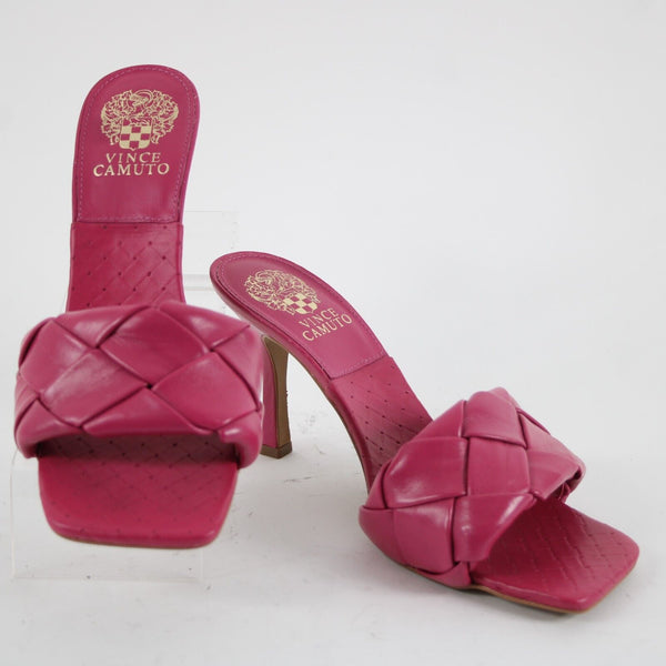 Vince Camuto Brelaine Sz 8.5 Magenta Pink Quilted Slip On Leather 3.5" Heels