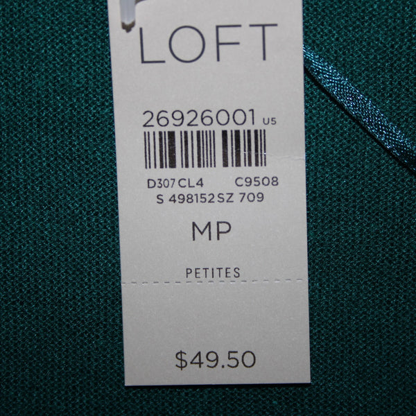 Loft NEW $50 Petites Sz MP Green Ramie Viscose Wrap Sweater
