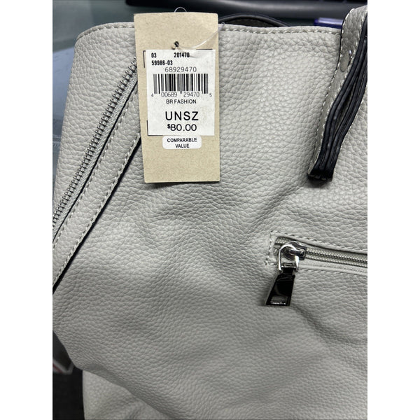 Wilsons NEW $80 Black Rivet 18 x 13 x 5 Lt Gray Inner Outer Pocket Leather Purse