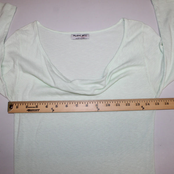 Michael Stars Sz All Mint Green Cowl Neck 3/4 Sleeve Tunic Cotton Blend Top