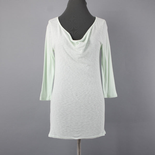 Michael Stars Sz All Mint Green Cowl Neck 3/4 Sleeve Tunic Cotton Blend Top