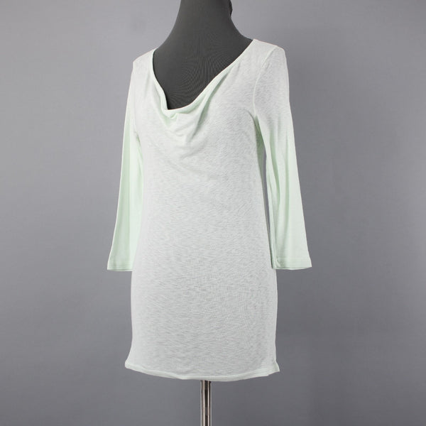 Michael Stars Sz All Mint Green Cowl Neck 3/4 Sleeve Tunic Cotton Blend Top