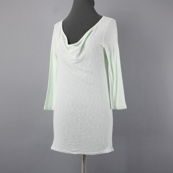 Michael Stars Sz All Mint Green Cowl Neck 3/4 Sleeve Tunic Cotton Blend Top