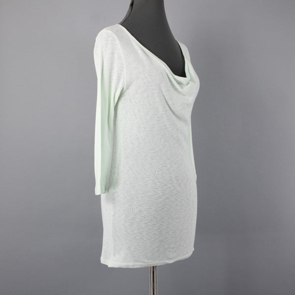 Michael Stars Sz All Mint Green Cowl Neck 3/4 Sleeve Tunic Cotton Blend Top