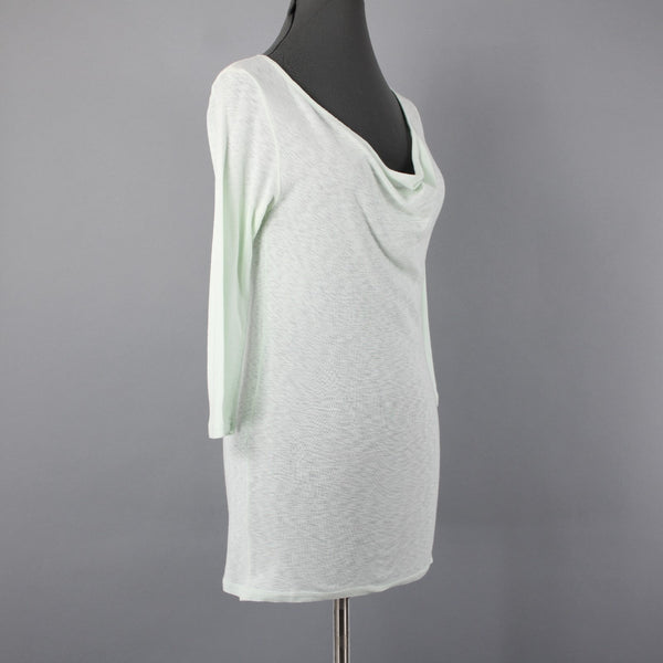Michael Stars Sz All Mint Green Cowl Neck 3/4 Sleeve Tunic Cotton Blend Top