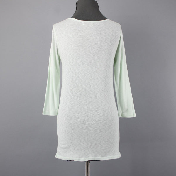 Michael Stars Sz All Mint Green Cowl Neck 3/4 Sleeve Tunic Cotton Blend Top