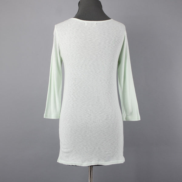Michael Stars Sz All Mint Green Cowl Neck 3/4 Sleeve Tunic Cotton Blend Top