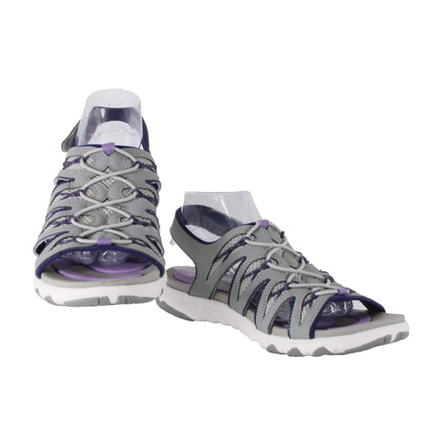 Ryka Sandal Sz 10 M Gray Purple Strappy Fabric Rubber Sandal