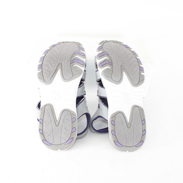 Ryka Sandal Sz 10 M Gray Purple Strappy Fabric Rubber Sandal