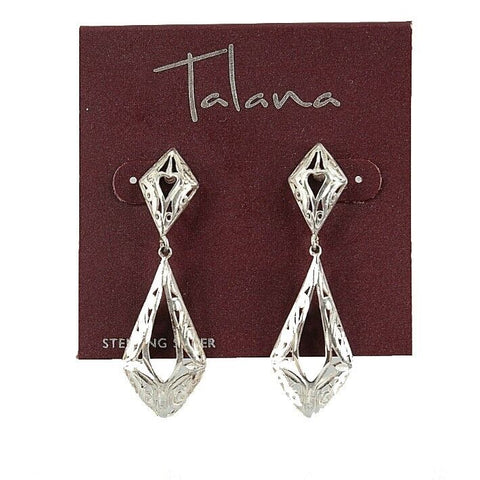 Talana Sterling Silver NEW $55 Sz 2" 4.82 Gr Cut Out Dangle Pierce Earrings
