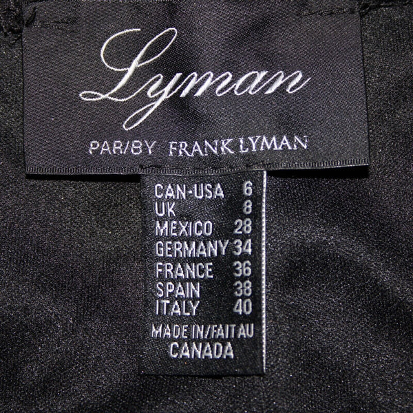 Lyman Frank Lyman Sz 6 Black Metallic Lined Zip Asymmetrical Ruffle Hi Lo Skirt