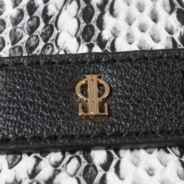 JLo 7 x 9 x 1 Black White Gray Zip Top Goldtone Hardware Manmade Wristlet