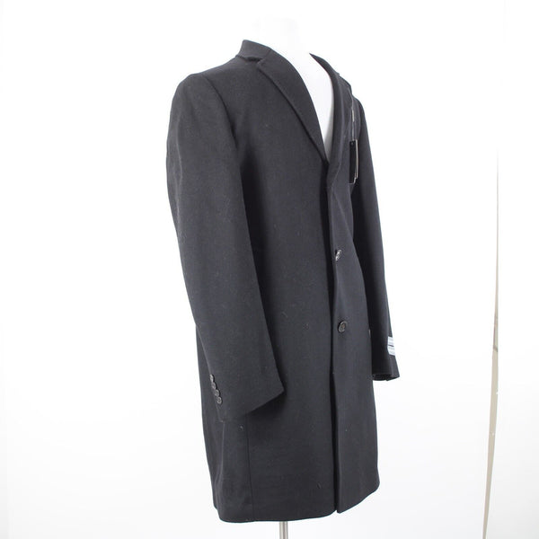 Michael Kors NEW $495 Kavon Sz 42L Black Buttons Lined Wool Nylon Cashmere Coat