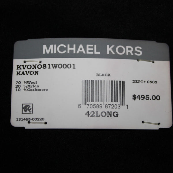Michael Kors NEW $495 Kavon Sz 42L Black Buttons Lined Wool Nylon Cashmere Coat
