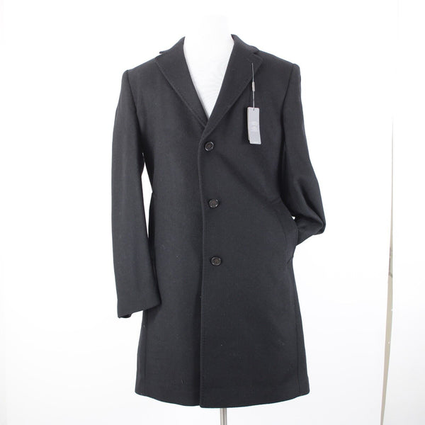Michael Kors NEW $495 Kavon Sz 42L Black Buttons Lined Wool Nylon Cashmere Coat