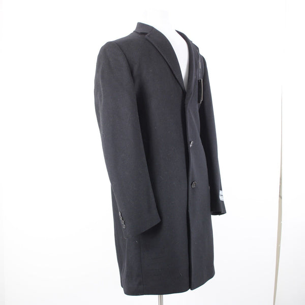 Michael Kors NEW $495 Kavon Sz 42L Black Buttons Lined Wool Nylon Cashmere Coat